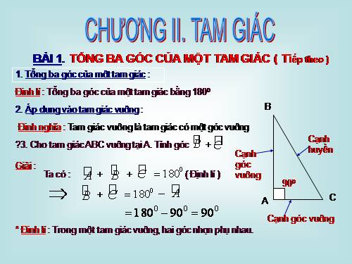 Chương II. §1. Tổng ba góc của một tam giác