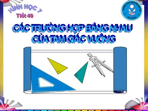 Chương II. §8. Các trường hợp bằng nhau của tam giác vuông