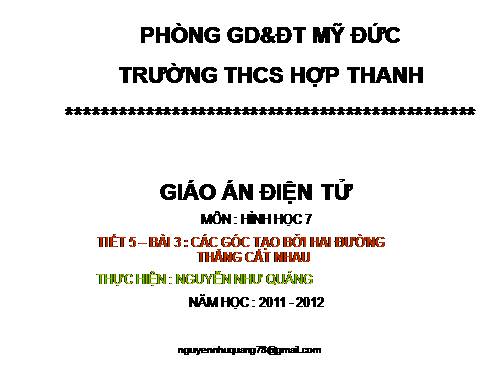 Chương I. §3. Các góc tạo bởi một đường thẳng cắt hai đường thẳng