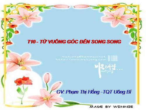 Chương I. §6. Từ vuông góc đến song song