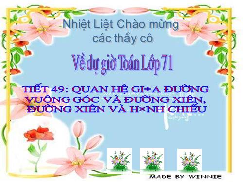 Chương III. §2. Quan hệ giữa đường vuông góc và đường xiên, đường xiên và hình chiếu