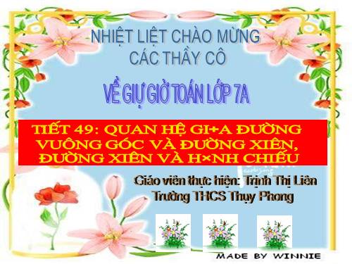 Chương III. §2. Quan hệ giữa đường vuông góc và đường xiên, đường xiên và hình chiếu