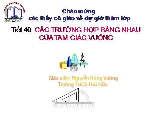 Chương II. §8. Các trường hợp bằng nhau của tam giác vuông