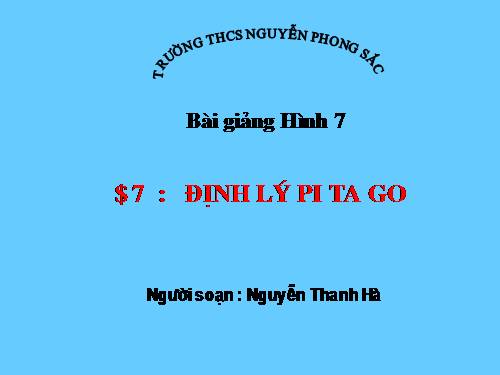 Chương II. §7. Định lí Py-ta-go