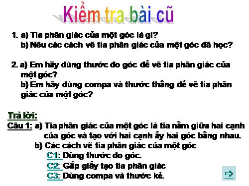 Chương III. §5. Tính chất tia phân giác của một góc