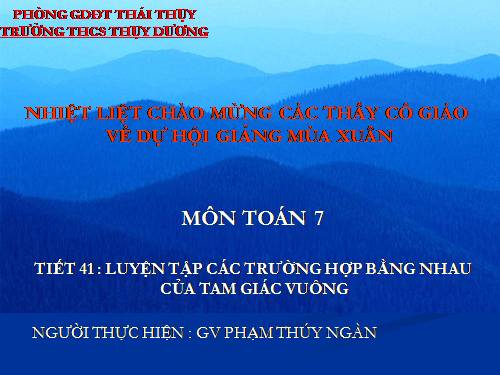 Chương II. §8. Các trường hợp bằng nhau của tam giác vuông