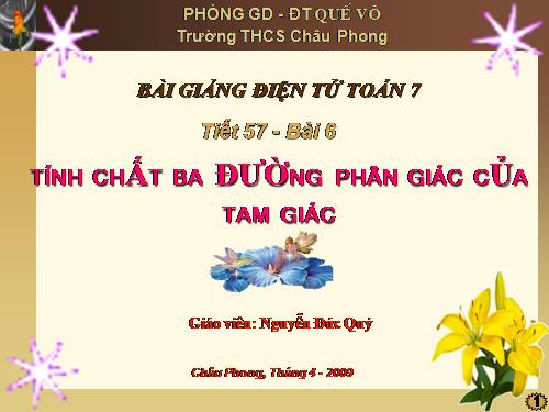 Chương III. §6. Tính chất ba đường phân giác của tam giác