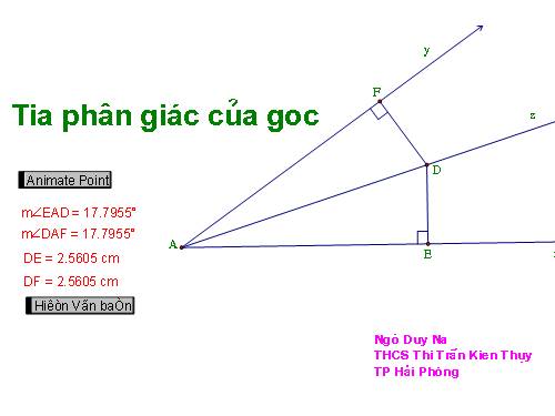 Tính chất tia phân giác của góc