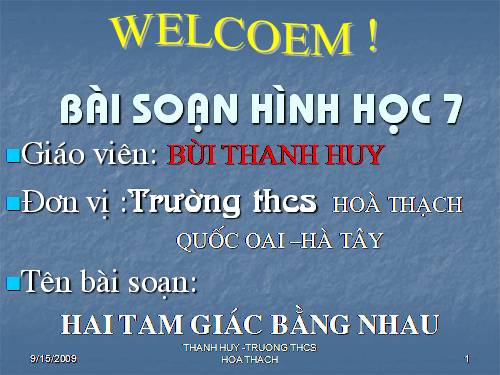 Chương II. §2. Hai tam giác bằng nhau