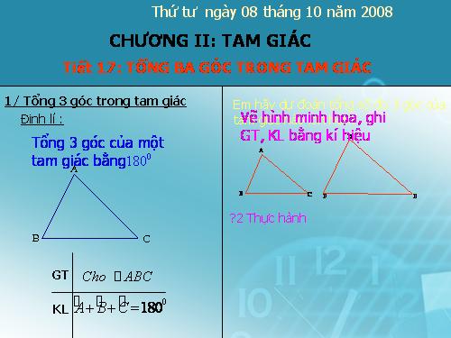 Chương II. §1. Tổng ba góc của một tam giác