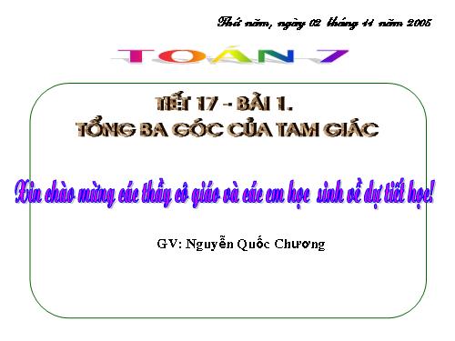 Chương II. §1. Tổng ba góc của một tam giác