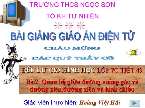 Chương III. §2. Quan hệ giữa đường vuông góc và đường xiên, đường xiên và hình chiếu