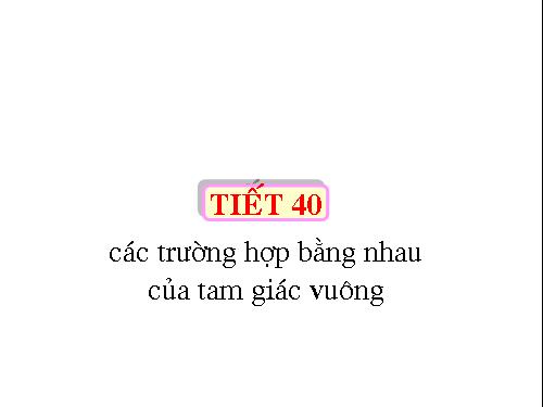 Chương II. §8. Các trường hợp bằng nhau của tam giác vuông