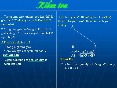 Chương III. §2. Quan hệ giữa đường vuông góc và đường xiên, đường xiên và hình chiếu