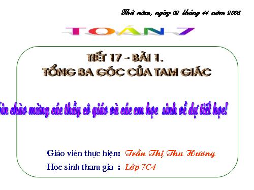 Chương II. §1. Tổng ba góc của một tam giác