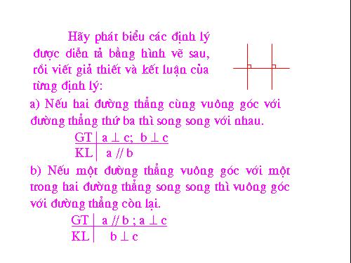 Chương I. §6. Từ vuông góc đến song song