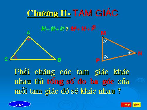 Chương II. §1. Tổng ba góc của một tam giác