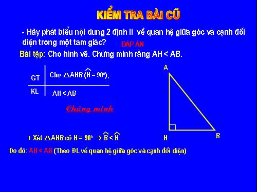 Chương III. §2. Quan hệ giữa đường vuông góc và đường xiên, đường xiên và hình chiếu