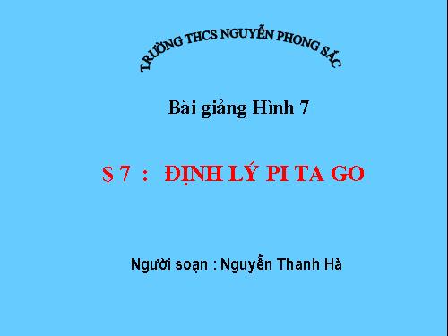 Chương II. §7. Định lí Py-ta-go