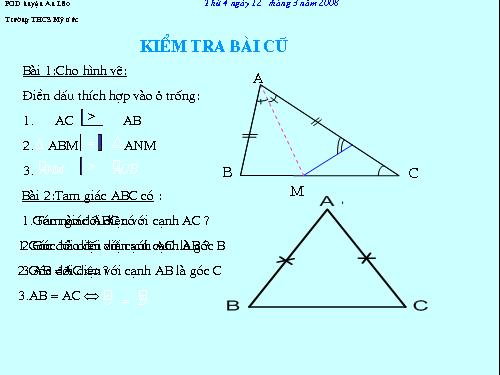 Chương III. §1. Quan hệ giữa góc và cạnh đối diện trong một tam giác