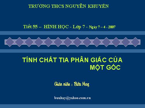 Chương III. §5. Tính chất tia phân giác của một góc