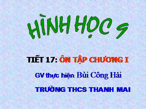 Ôn tập Chương I. Hệ thức lượng trong tam giác vuông