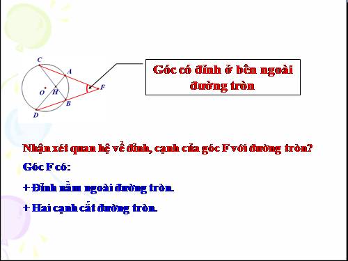 Chương III. §5. Góc có đỉnh ở bên trong đường tròn. Góc có đỉnh ở bên ngoài đường tròn