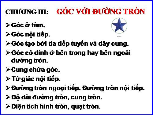 Chương III. §1. Góc ở tâm. Số đo cung