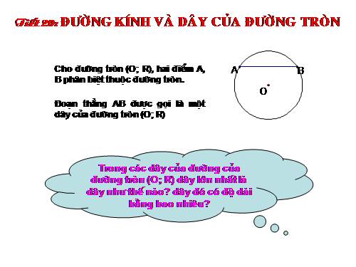 Chương II. §2. Đường kính và dây của đường tròn