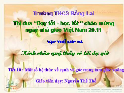 Chương I. §4. Một số hệ thức về cạnh và góc trong tam giác vuông