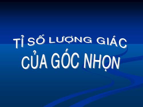 Chương I. §2. Tỉ số lượng giác của góc nhọn