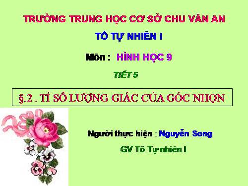 Chương I. §2. Tỉ số lượng giác của góc nhọn