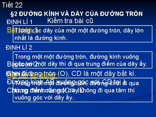 Chương II. §2. Đường kính và dây của đường tròn