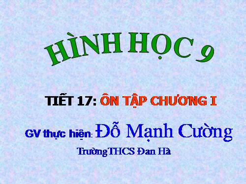 Ôn tập Chương I. Hệ thức lượng trong tam giác vuông