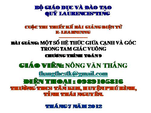 Chương I. §4. Một số hệ thức về cạnh và góc trong tam giác vuông