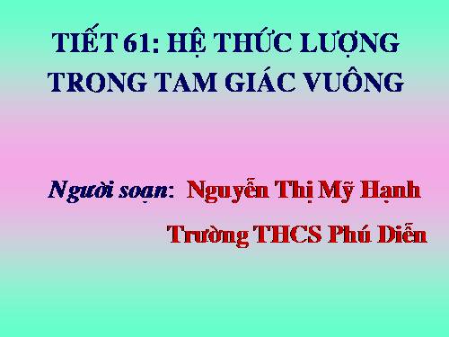 Ôn tập Chương I. Hệ thức lượng trong tam giác vuông