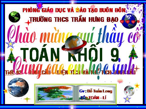 Chương IV. §3. Hình cầu - Diện tích mặt cầu và thể tích hình cầu