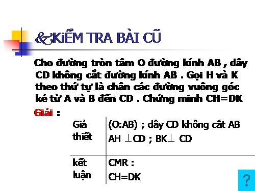 Chương II. §3. Liên hệ giữa dây và khoảng cách từ tâm đến dây