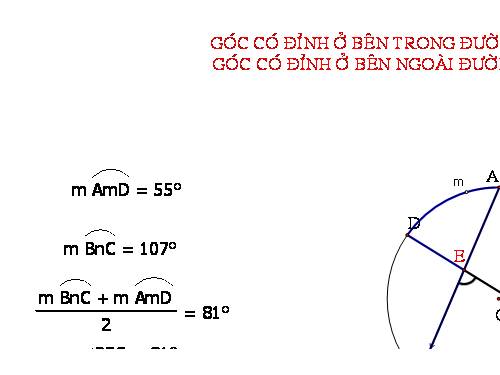 Chương III. §5. Góc có đỉnh ở bên trong đường tròn. Góc có đỉnh ở bên ngoài đường tròn