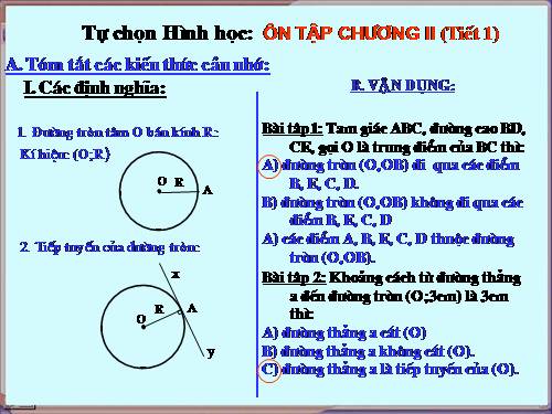 Ôn tập Chương II. Đường tròn