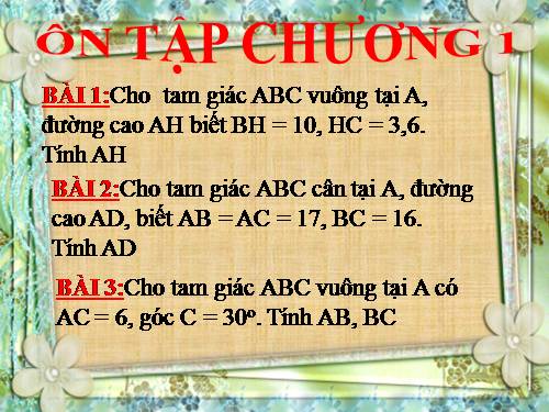 Ôn tập Chương I. Hệ thức lượng trong tam giác vuông