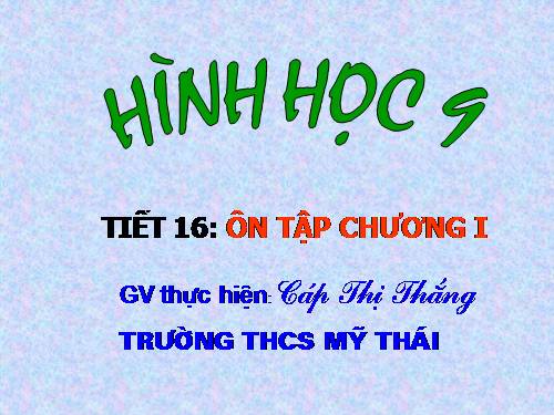 Ôn tập Chương I. Hệ thức lượng trong tam giác vuông