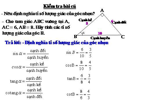 Chương I. §4. Một số hệ thức về cạnh và góc trong tam giác vuông