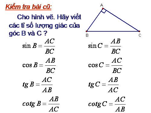 Chương I. §4. Một số hệ thức về cạnh và góc trong tam giác vuông