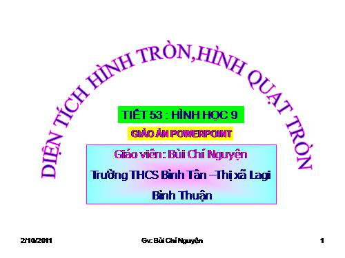 Chương III. §10. Diện tích hình tròn, hình quạt tròn