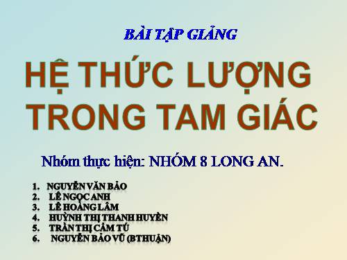 Ôn tập Chương I. Hệ thức lượng trong tam giác vuông