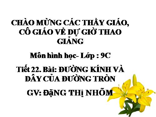 Chương II. §2. Đường kính và dây của đường tròn