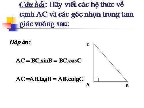Chương I. §4. Một số hệ thức về cạnh và góc trong tam giác vuông