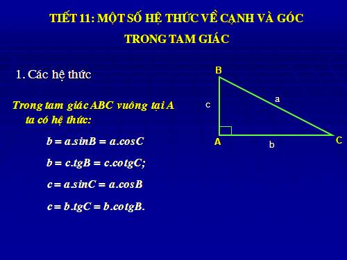 Chương I. §4. Một số hệ thức về cạnh và góc trong tam giác vuông