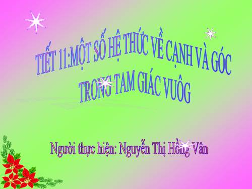 Chương I. §4. Một số hệ thức về cạnh và góc trong tam giác vuông